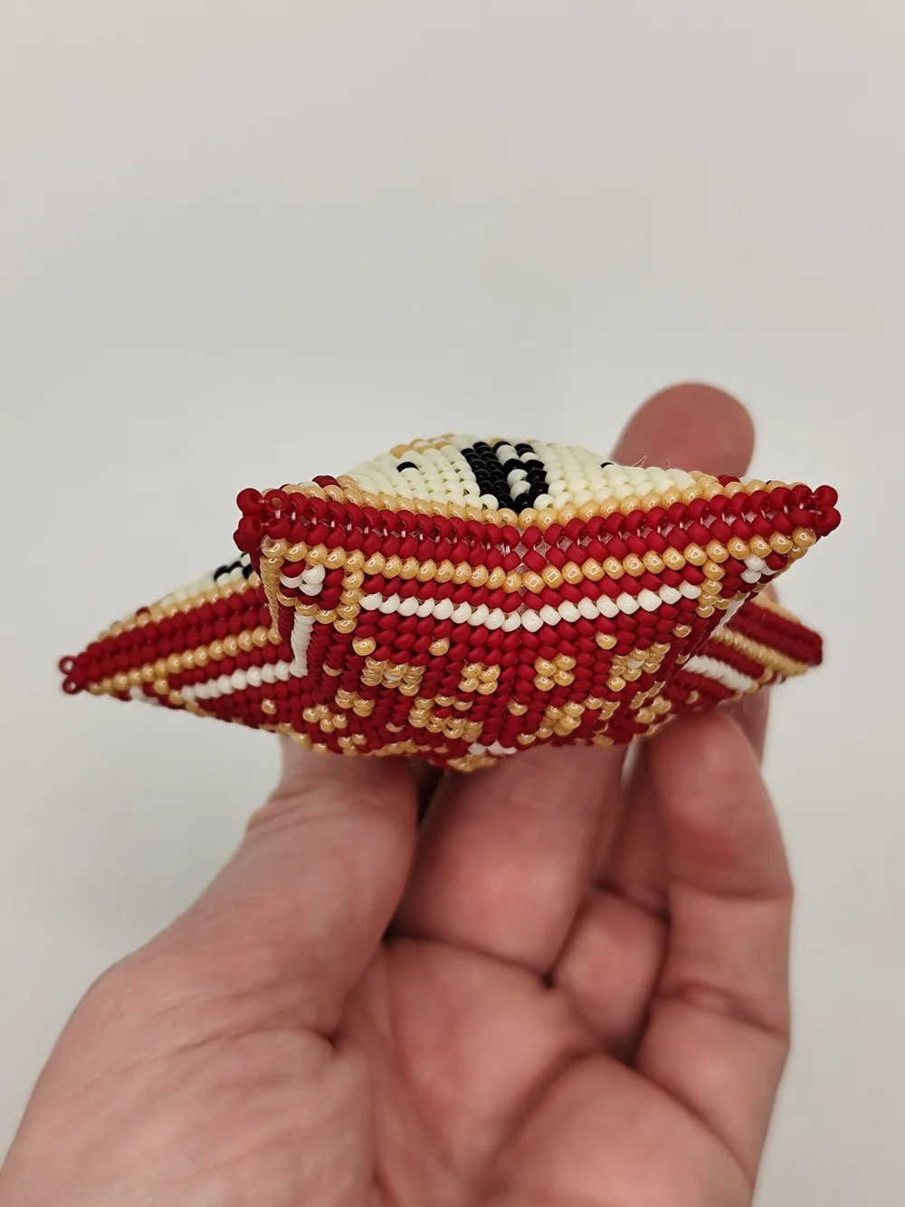 Beaded Star Holiday Ornament in Cream & Burgundy